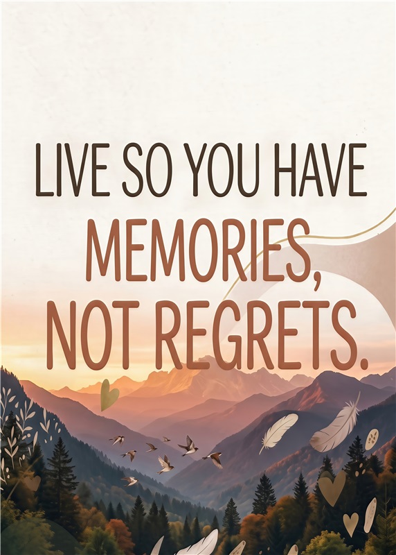 Lev for Minder, Ikke Bekymringer - Få denne inspirerende plakat, der opmuntrer til at leve i nuet og skabe uforglemmelige minder. Den perfekte tilføjelse til dit hjem eller kontor, der minder os om at værdsætte livet fuldt ud.