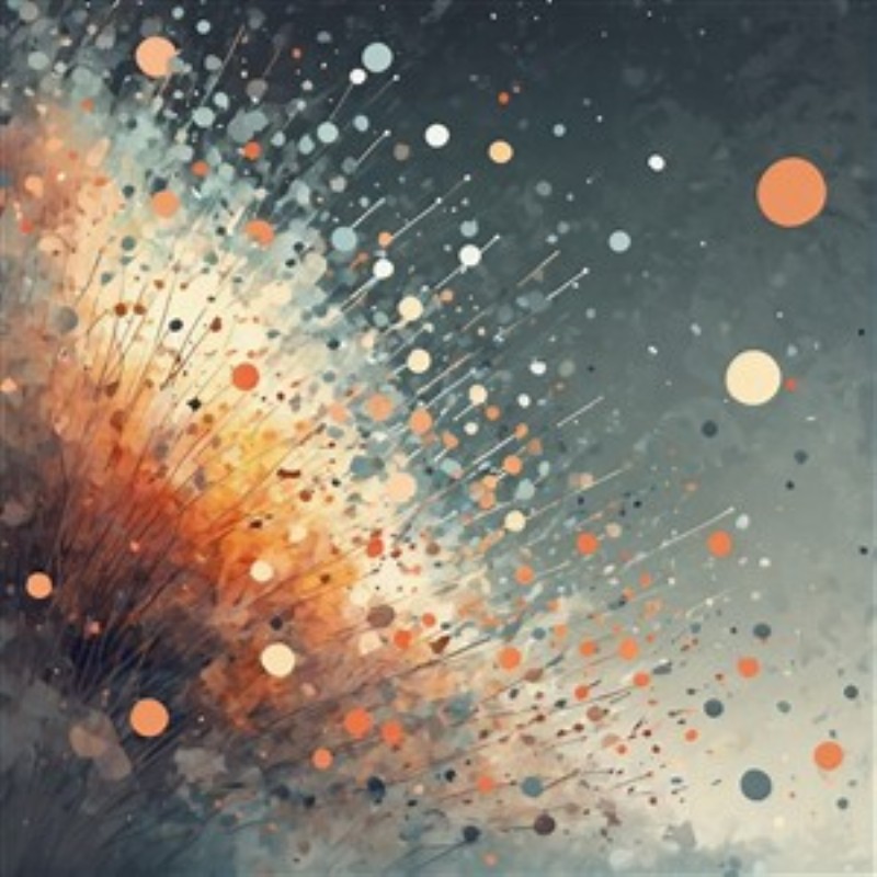Dynamisk Abstrakt Kunst med Farverige Punkter - Oplev en verden af farver med denne betagende abstrakte komposition. De skinnende punkter og stråler skaber en livlig atmosfære, der lyser ethvert rum op og tilføjer en moderne kant.