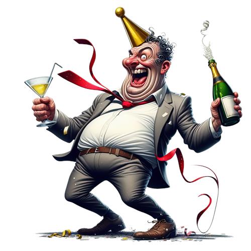 Festlig Mand med Champagne og Drink