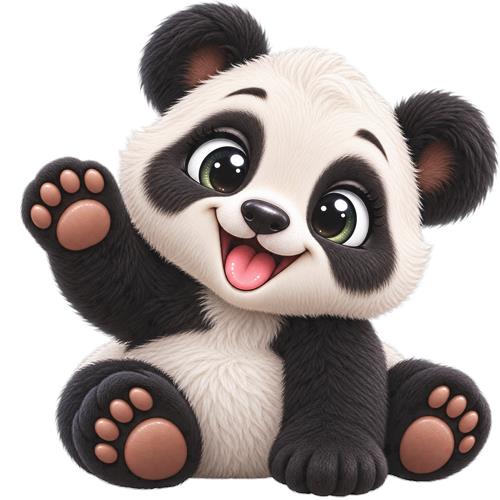 Sød panda med løftet pote