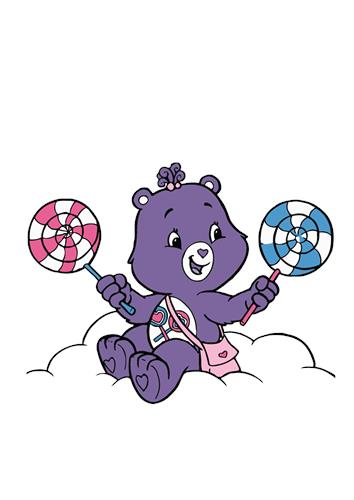 Sød lilla bjørn med slikkepinde