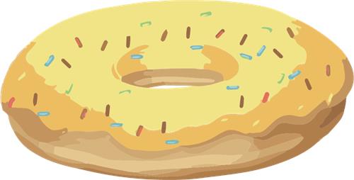 Farverig donut med glasur og krymmel