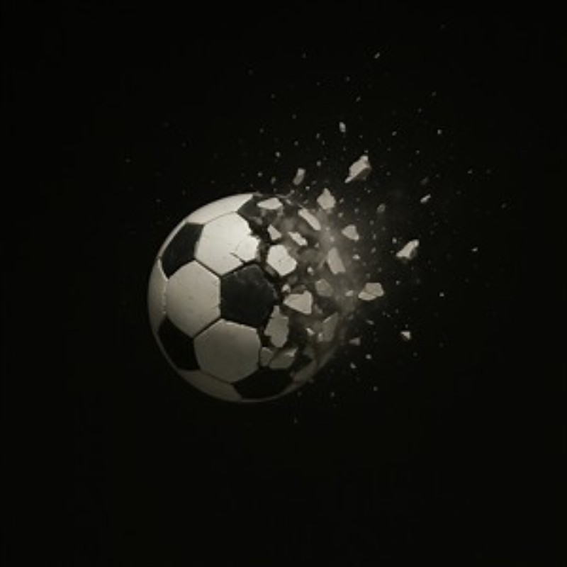 Fodboldens Eksplosion i Stil - Oplev den dynamiske kraft i denne fantastiske plakat, hvor en fodbold eksploderer i et spektakulært show af fragmenter. Det mørke baggrundsdesign giver en dramatisk kontrast, som vil tilføje et energisk touch til dit rum.