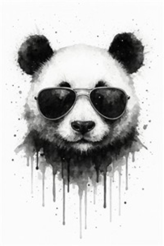 Stilfuld Panda med Solbriller - Oplev den unikke charme i denne stilfulde panda med solbriller, der bringer en moderne og kunstnerisk stemning til dit hjem. Det sofistikerede sort-hvide design passer perfekt ind i enhver indretning og tilføjer et strejf af personlighed.