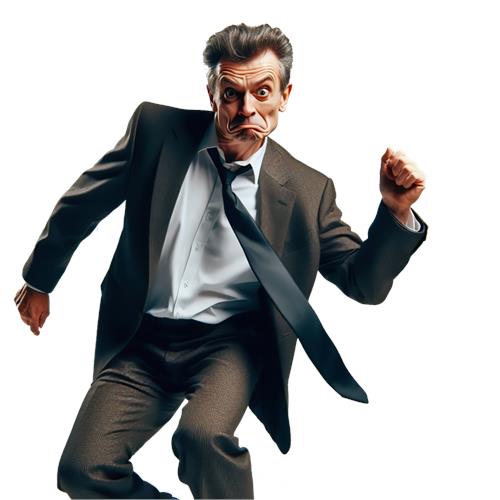 Mand i jakkesæt der danser